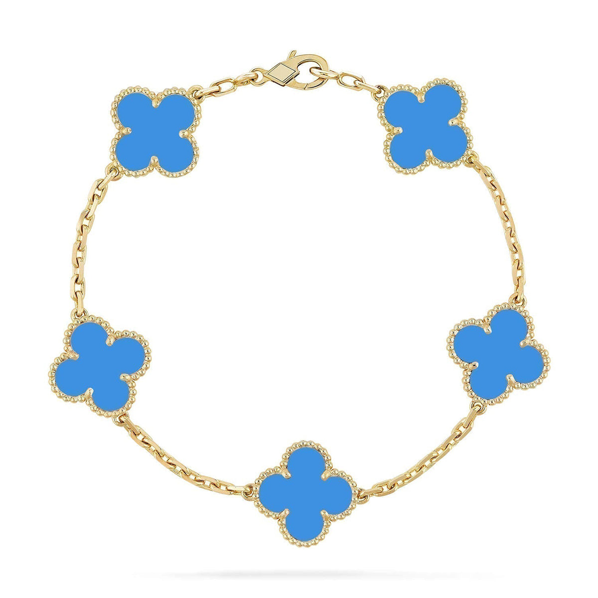 [Lumi Jewels] CLOVER 5 MOTIF BLUE AGATE BRACELET COLLECTION