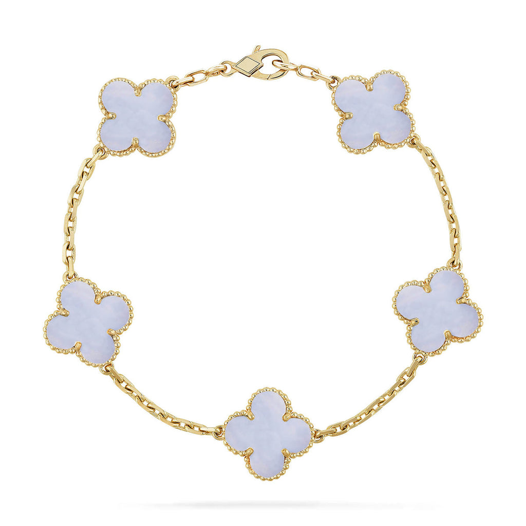 [Lumi Jewels] CLOVER 5 MOTIF PURPLE CHALCEDONY BRACELET COLLECTION