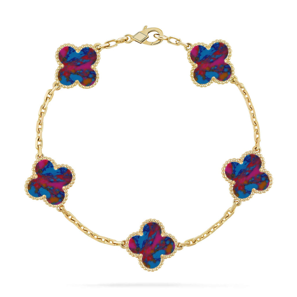 [Lumi Jewels]CLOVER 5 MOTIF COLOR GEMSTONES BRACELET COLLECTION
