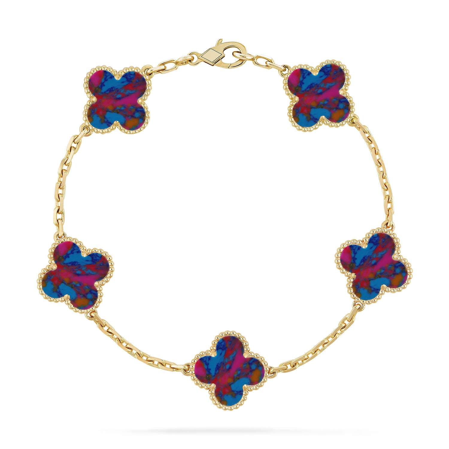 [Lumi Jewels]CLOVER 5 MOTIF COLOR GEMSTONES BRACELET COLLECTION