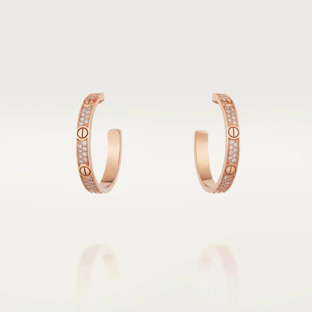 [Lumi Jewels]LOVE DIAMOND PINK GOLD HOOP EARRINGS