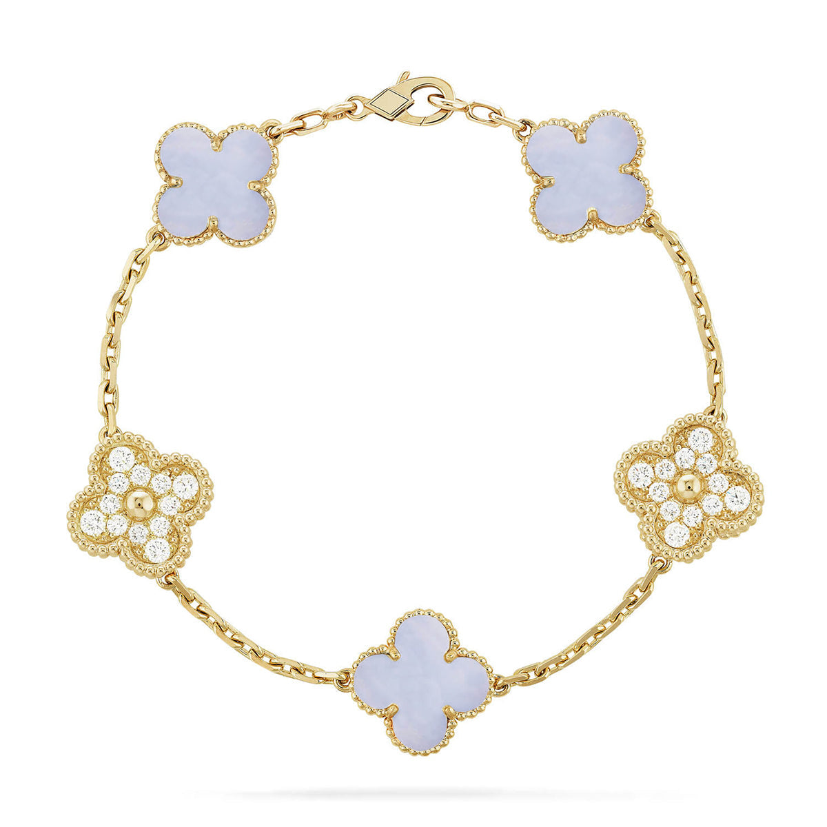 [Lumi Jewels] CLOVER 5 MOTIF PURPLE CHALCEDONY BRACELET COLLECTION