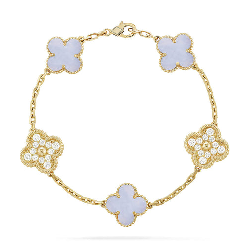 [Lumi Jewels] CLOVER 5 MOTIF PURPLE CHALCEDONY BRACELET COLLECTION