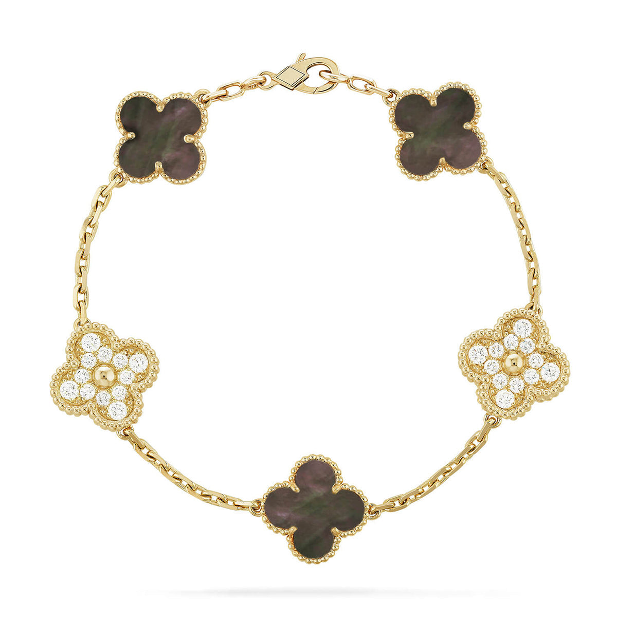 [Lumi Jewels] CLOVER 5 MOTIF GRAY MOP BRACELET COLLECTION