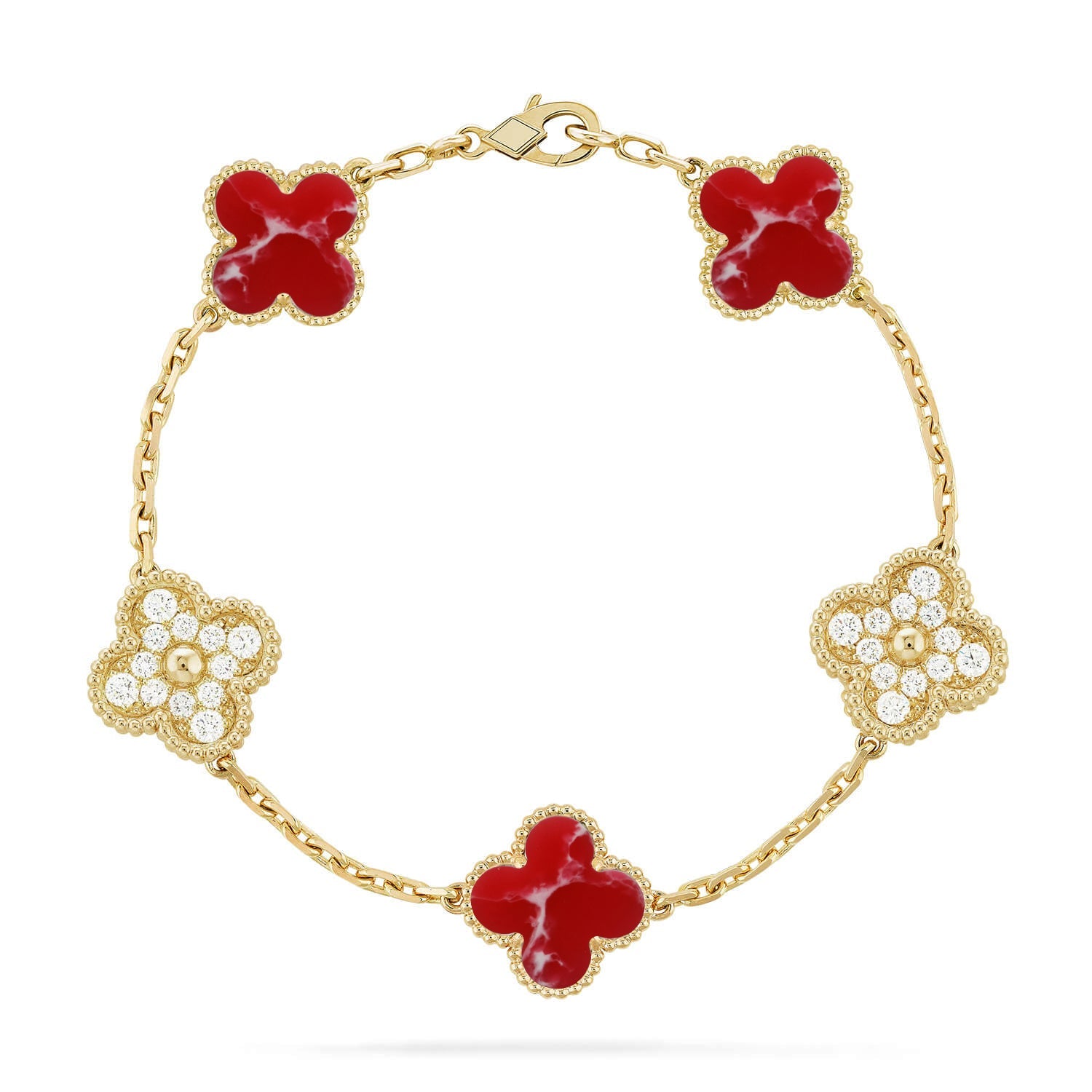 [Lumi Jewels]CLOVER 5 MOTIF RED PATTERN BRACELET COLLECTION