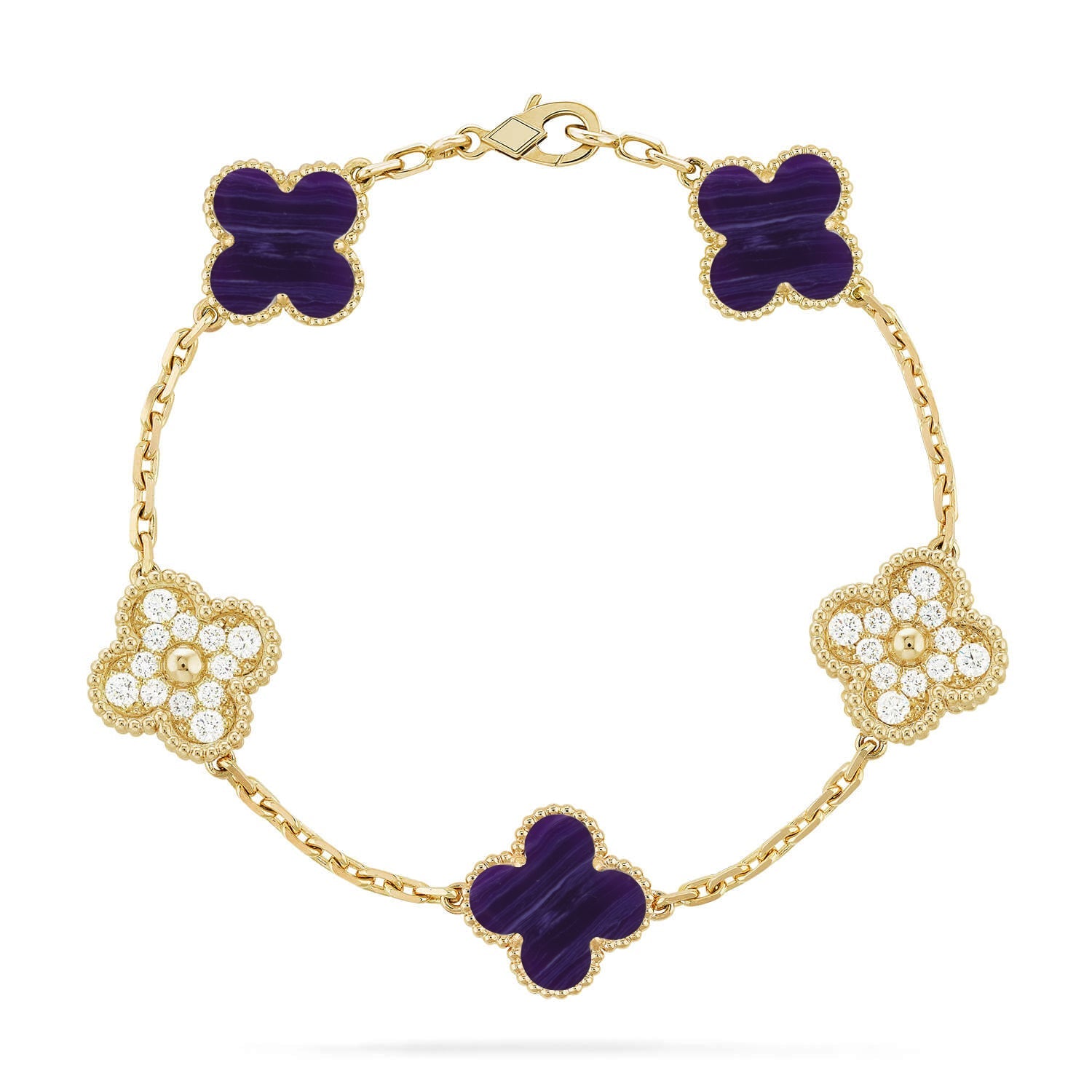 [Lumi Jewels]CLOVER 5 MOTIF PURPLE STRIPES BRACELET COLLECTION