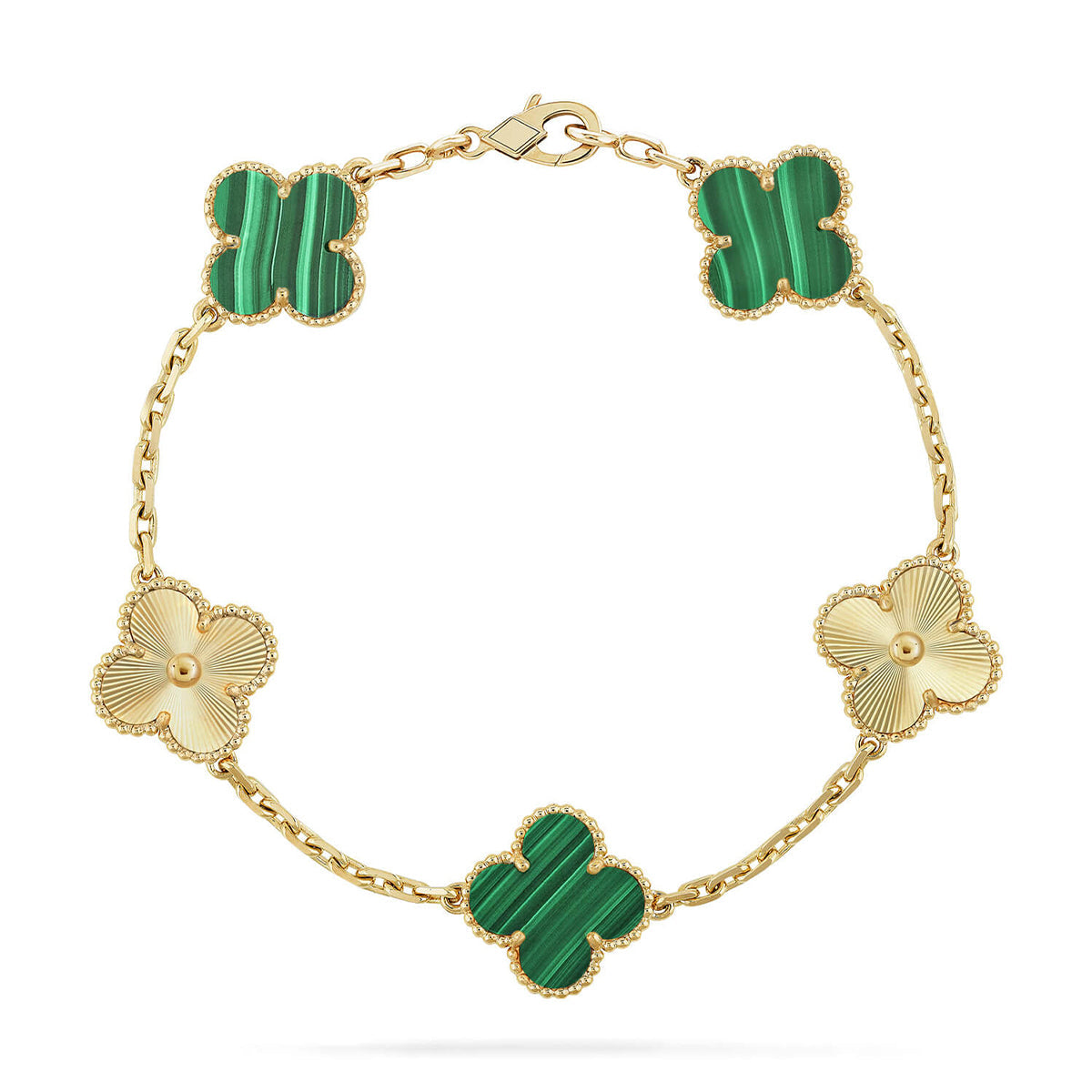 [Lumi Jewels] CLOVER 5 MOTIF MALACHITE BRACELET COLLECTION