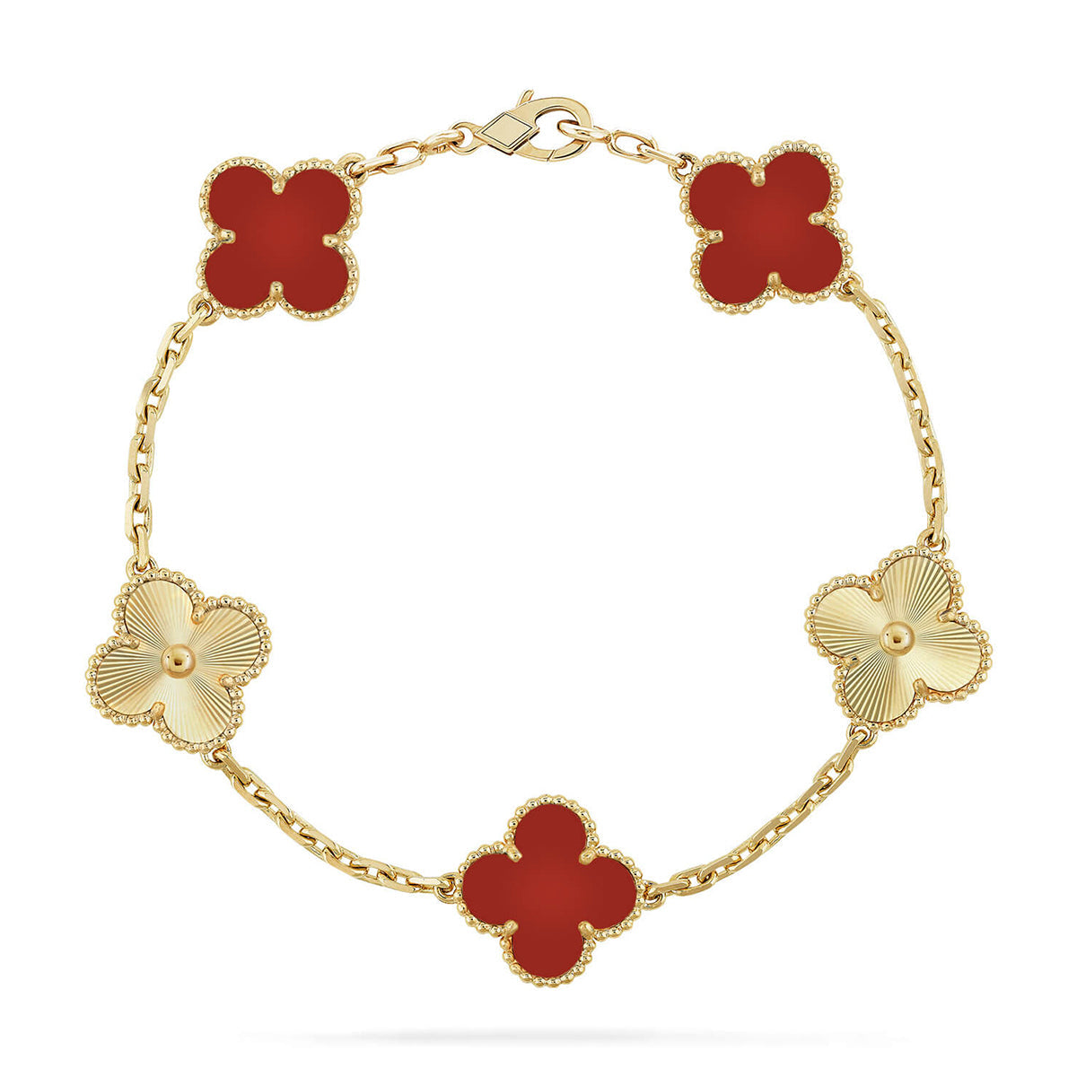 [Lumi Jewels] CLOVER 5 MOTIF RED CORNELIAN BRACELET COLLECTION