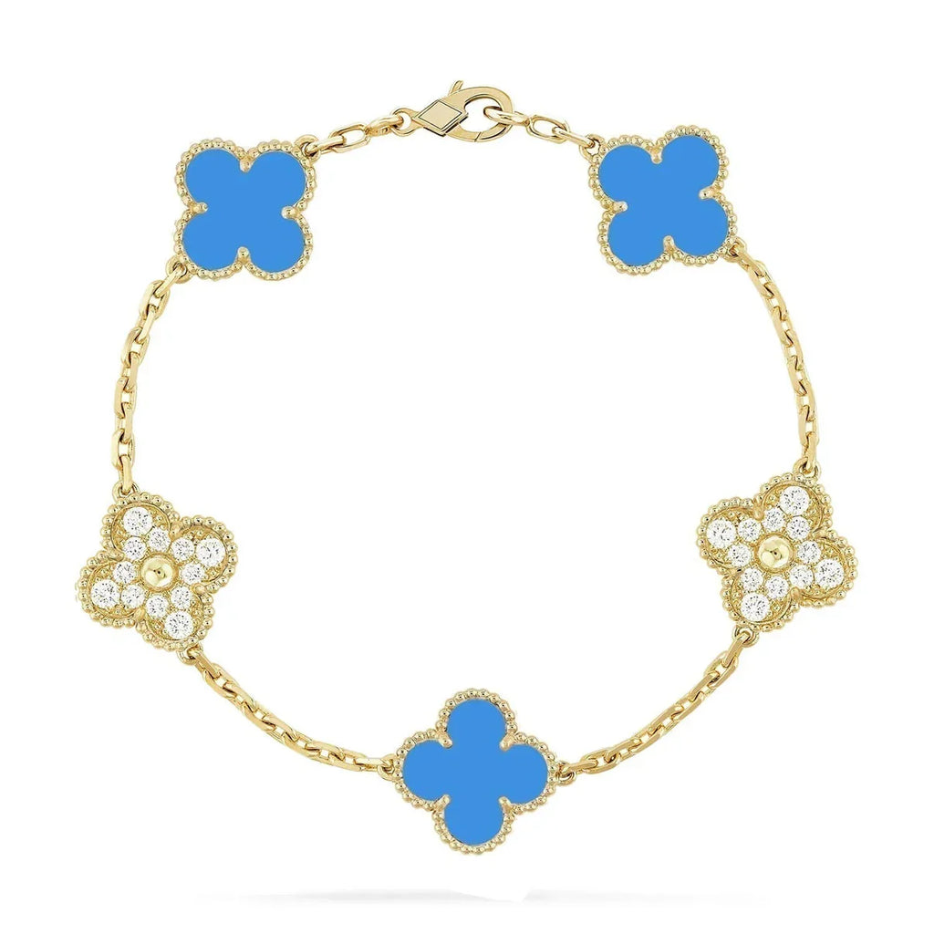 [Lumi Jewels] CLOVER 5 MOTIF BLUE AGATE BRACELET COLLECTION