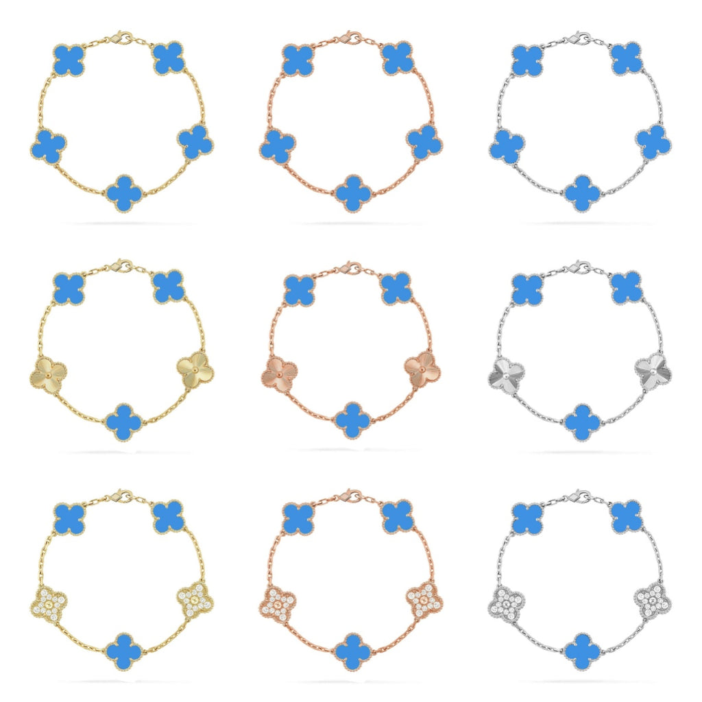 [Lumi Jewels] CLOVER 5 MOTIF BLUE AGATE BRACELET COLLECTION