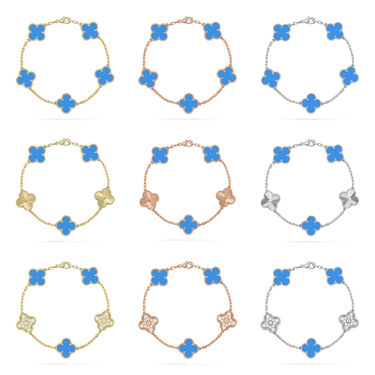 [Lumi Jewels] CLOVER 5 MOTIF BLUE AGATE BRACELET COLLECTION