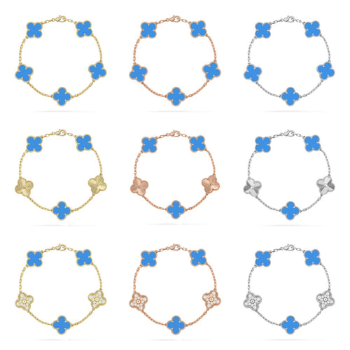 [Lumi Jewels] CLOVER 5 MOTIF BLUE AGATE BRACELET COLLECTION