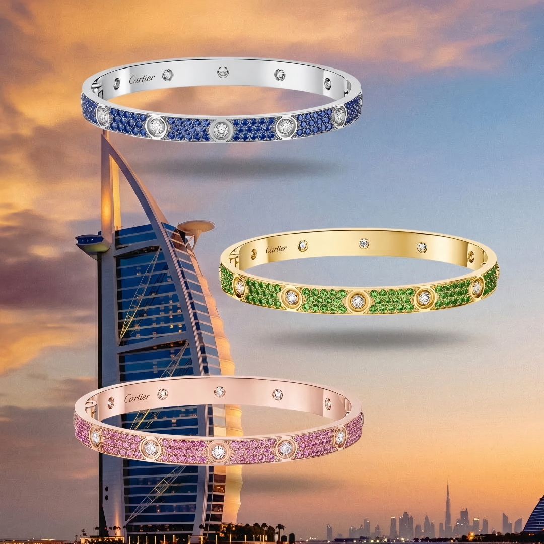 [Lumi Jewels]2026 PAVE GEMSTONE LOVE BRACELET 6.1MM 10 DIAMONDS