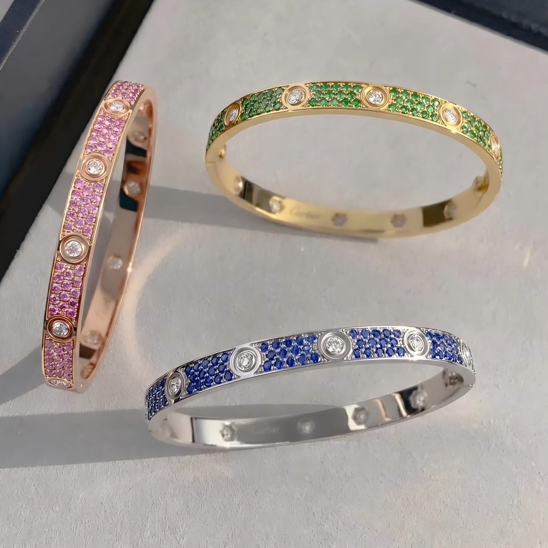 [Lumi Jewels]2026 PAVE GEMSTONE LOVE BRACELET 6.1MM 10 DIAMONDS