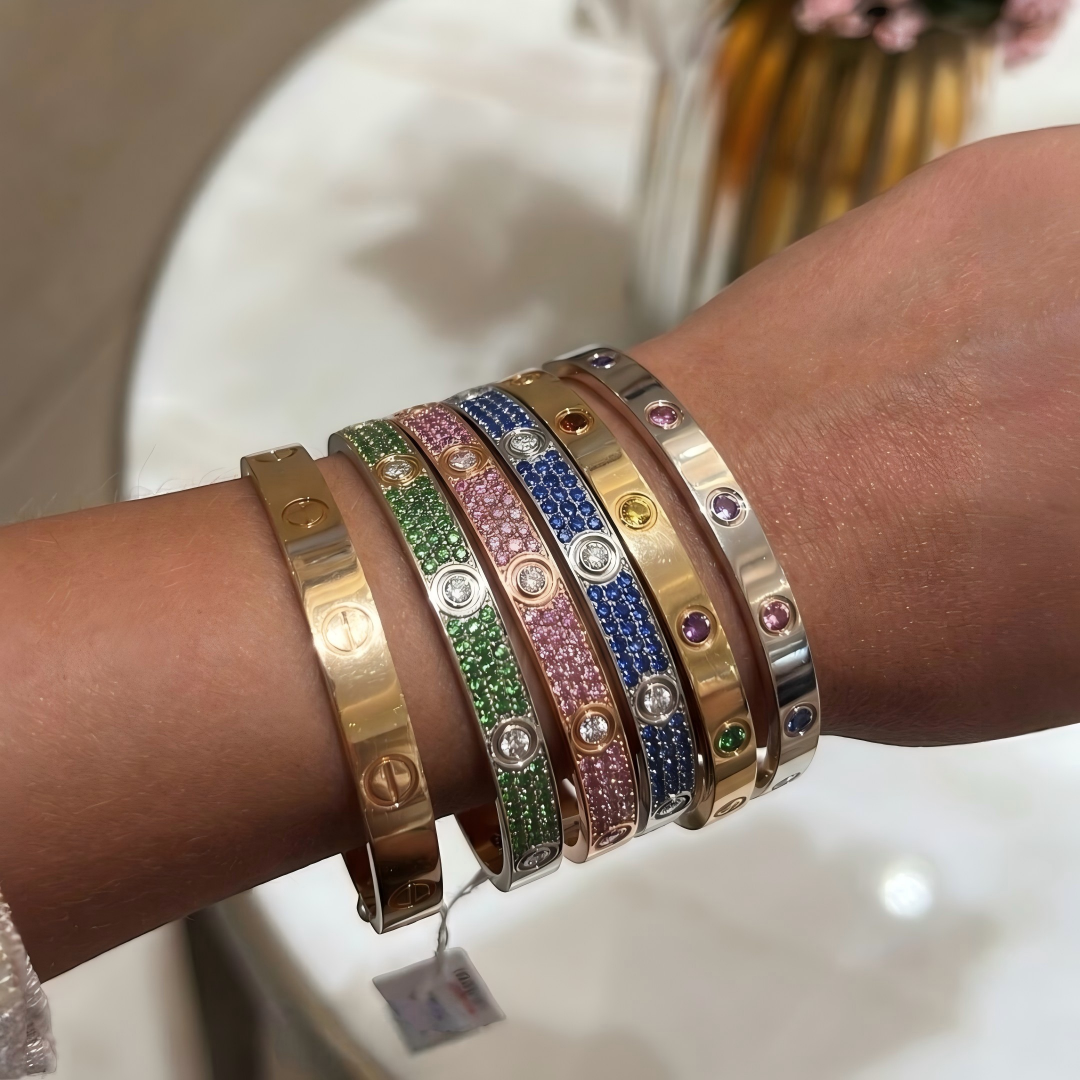 [Lumi Jewels]2026 PAVE GEMSTONE LOVE BRACELET 6.1MM 10 DIAMONDS