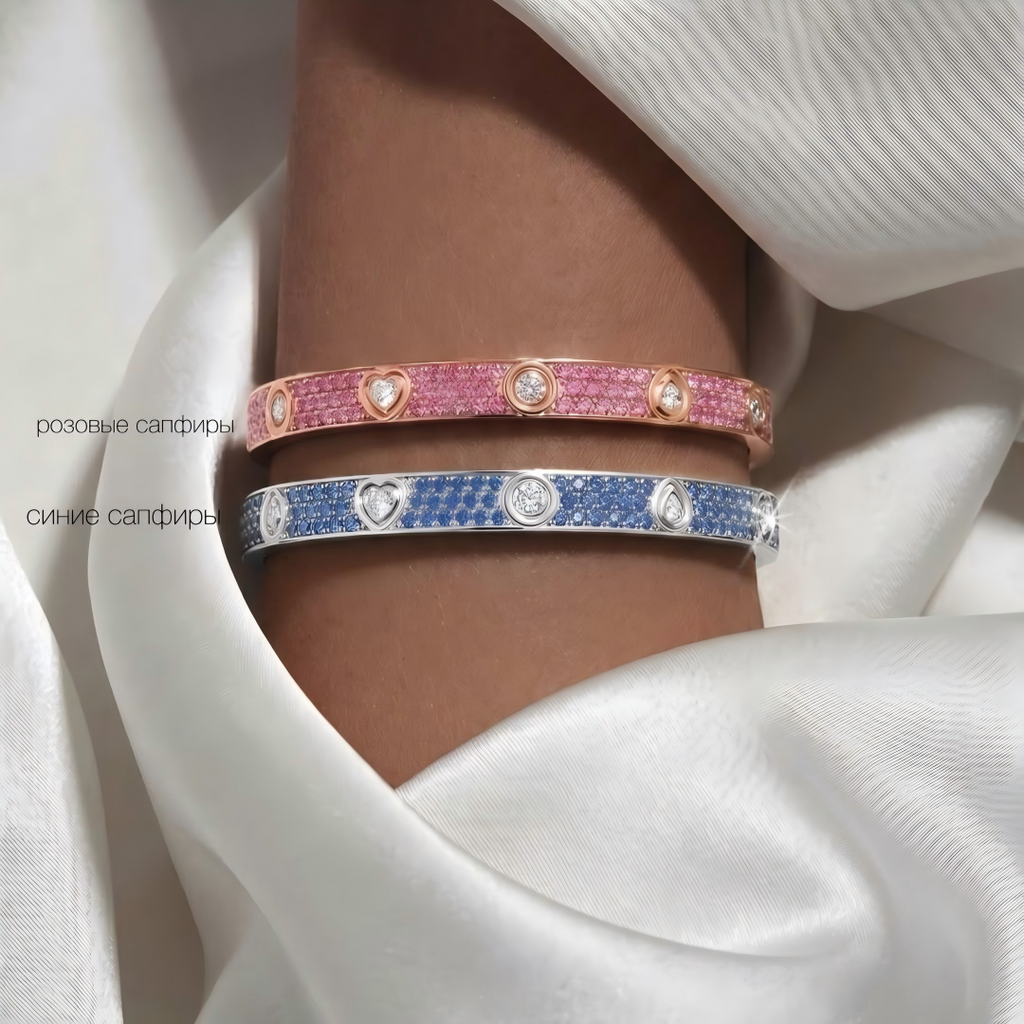 [Lumi Jewels]2026 PAVE GEMSTONE LOVE BRACELET 6.1MM 10 DIAMONDS