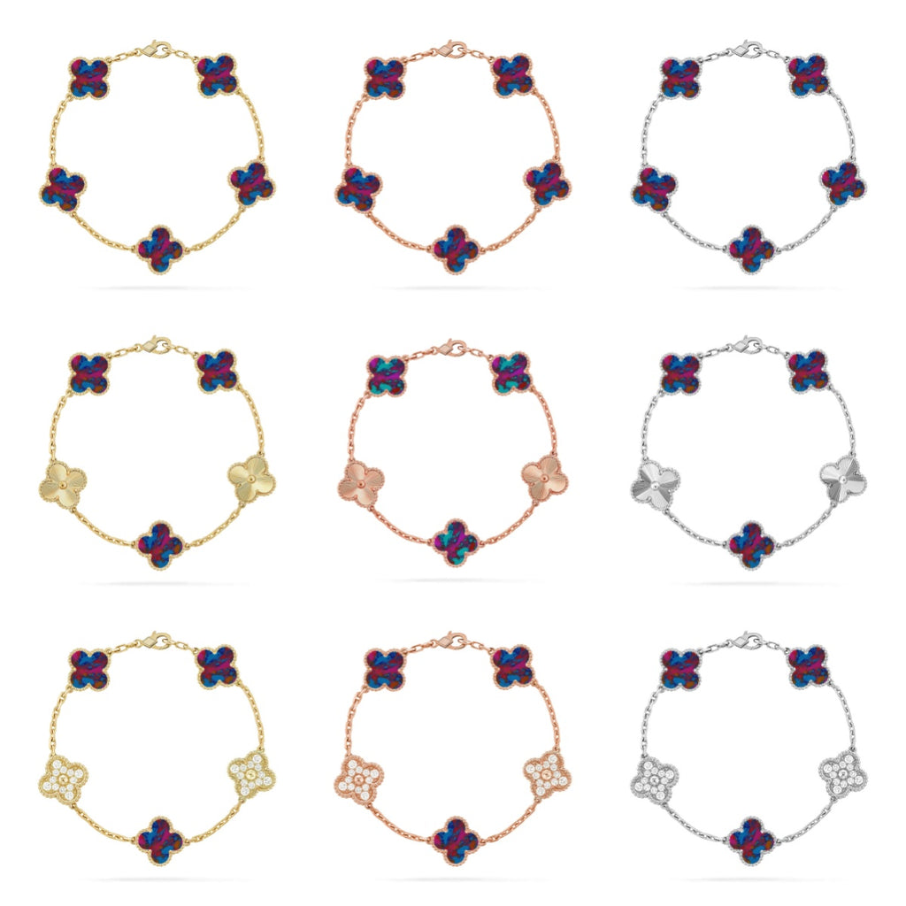 [Lumi Jewels]CLOVER 5 MOTIF COLOR GEMSTONES BRACELET COLLECTION