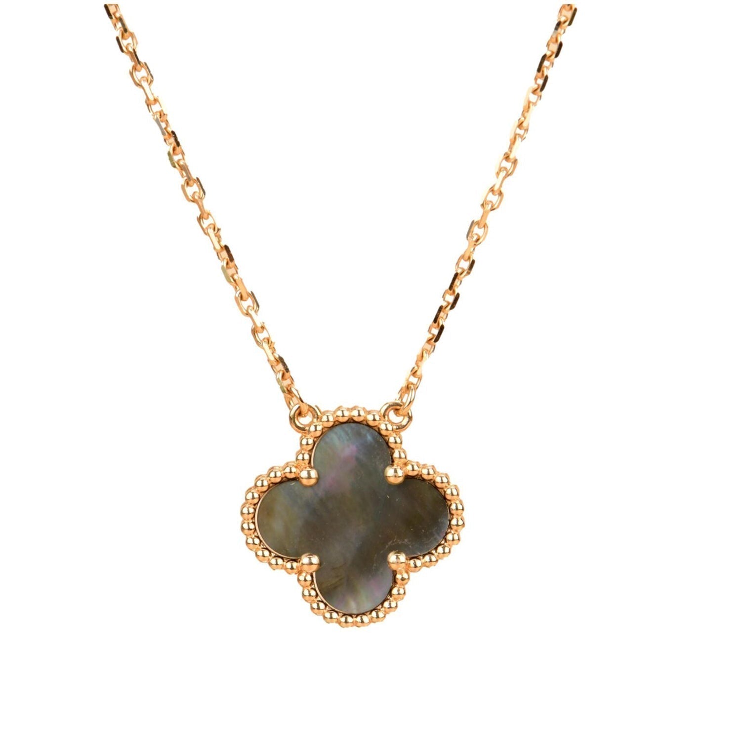 [Lumi Jewels]CLOVER 15MM  GRAY MOTHER OF PEARL NECKLACE