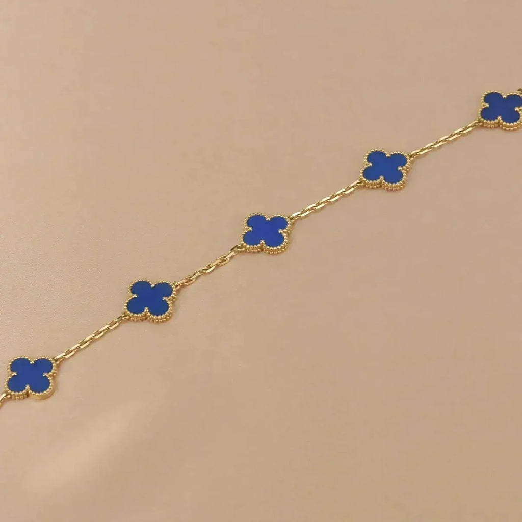 [Lumi Jewels] CLOVER 5 MOTIF BLUE AGATE BRACELET COLLECTION