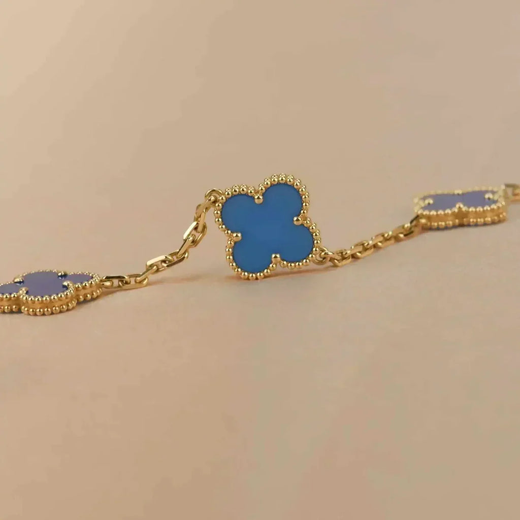 [Lumi Jewels] CLOVER 5 MOTIF BLUE AGATE BRACELET COLLECTION