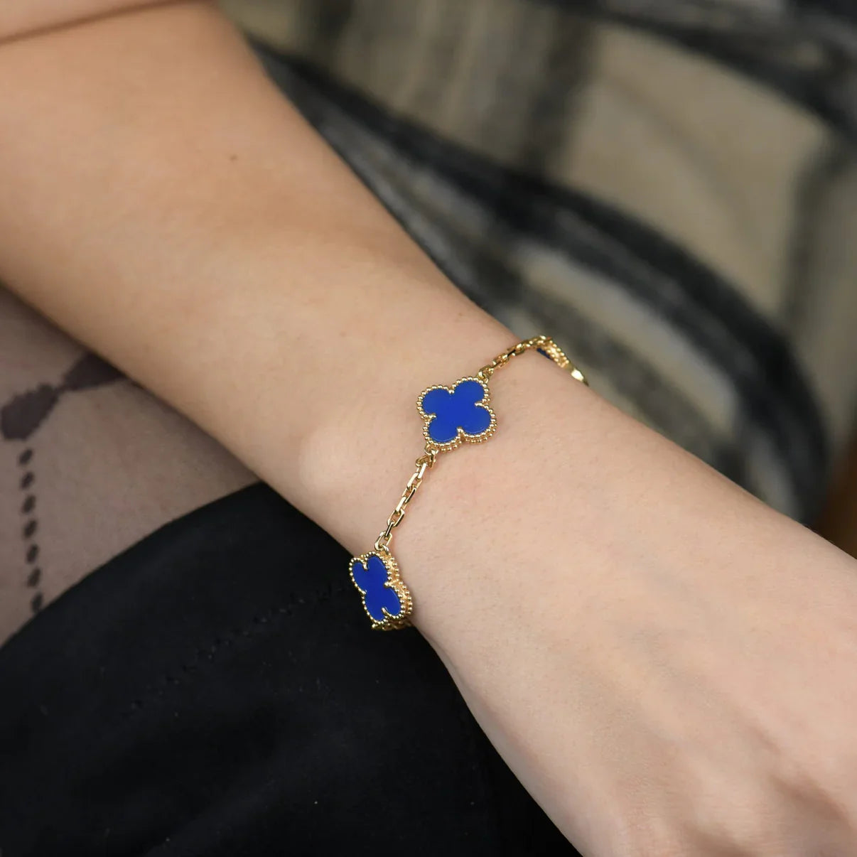 [Lumi Jewels] CLOVER 5 MOTIF BLUE AGATE BRACELET COLLECTION