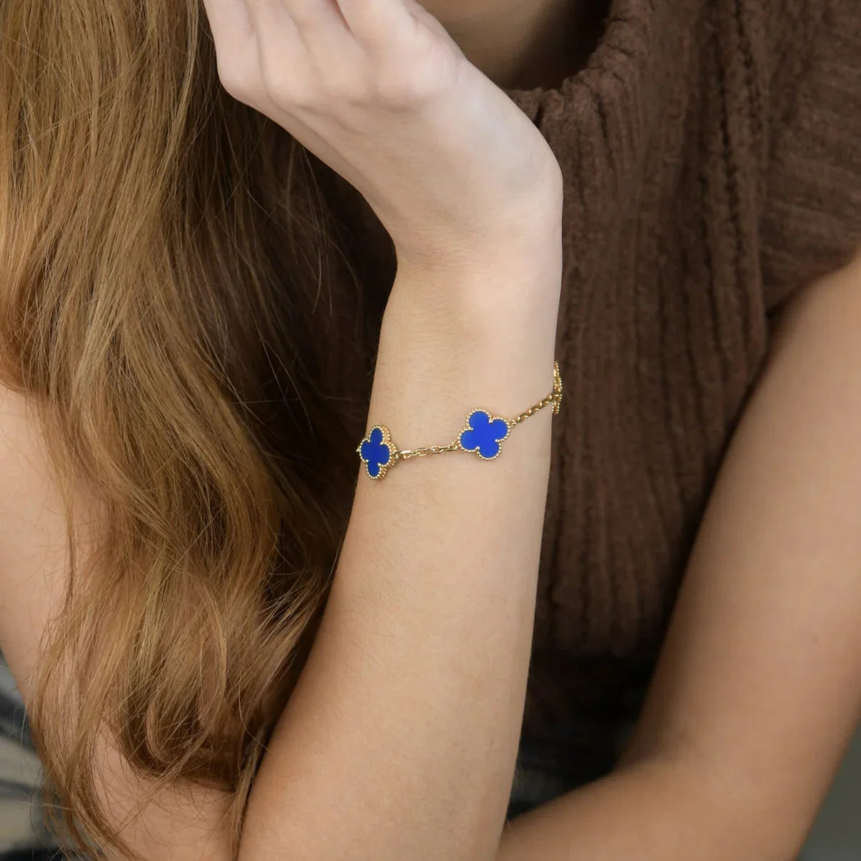 [Lumi Jewels] CLOVER 5 MOTIF BLUE AGATE BRACELET COLLECTION