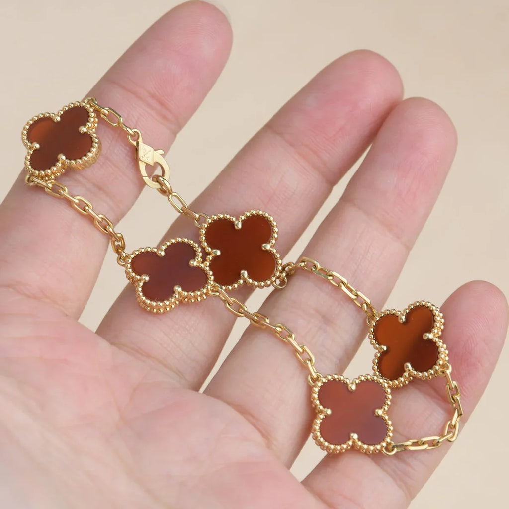 [Lumi Jewels] CLOVER 5 MOTIF RED CORNELIAN BRACELET COLLECTION