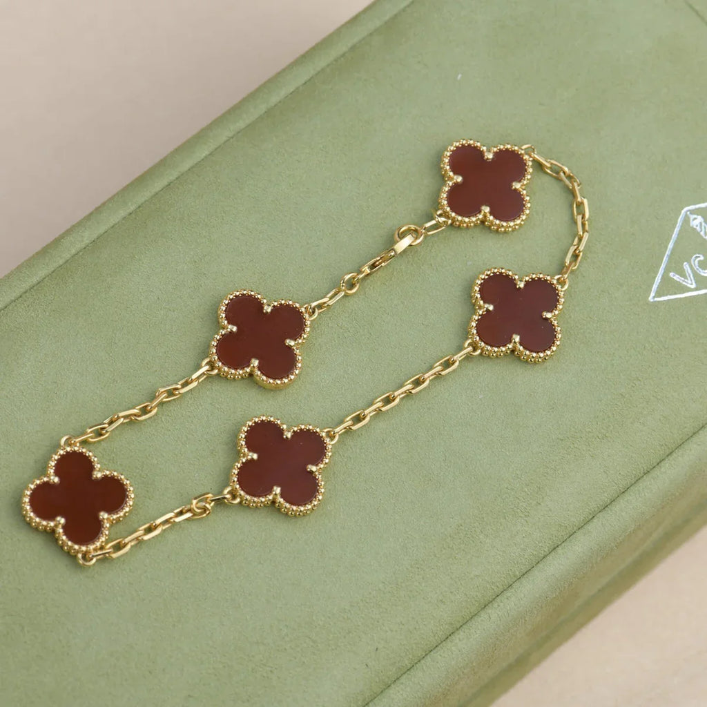 [Lumi Jewels] CLOVER 5 MOTIF RED CORNELIAN BRACELET COLLECTION
