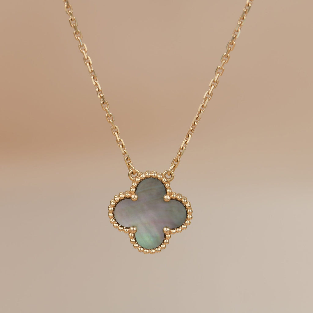 [Lumi Jewels]CLOVER 15MM  GRAY MOTHER OF PEARL NECKLACE