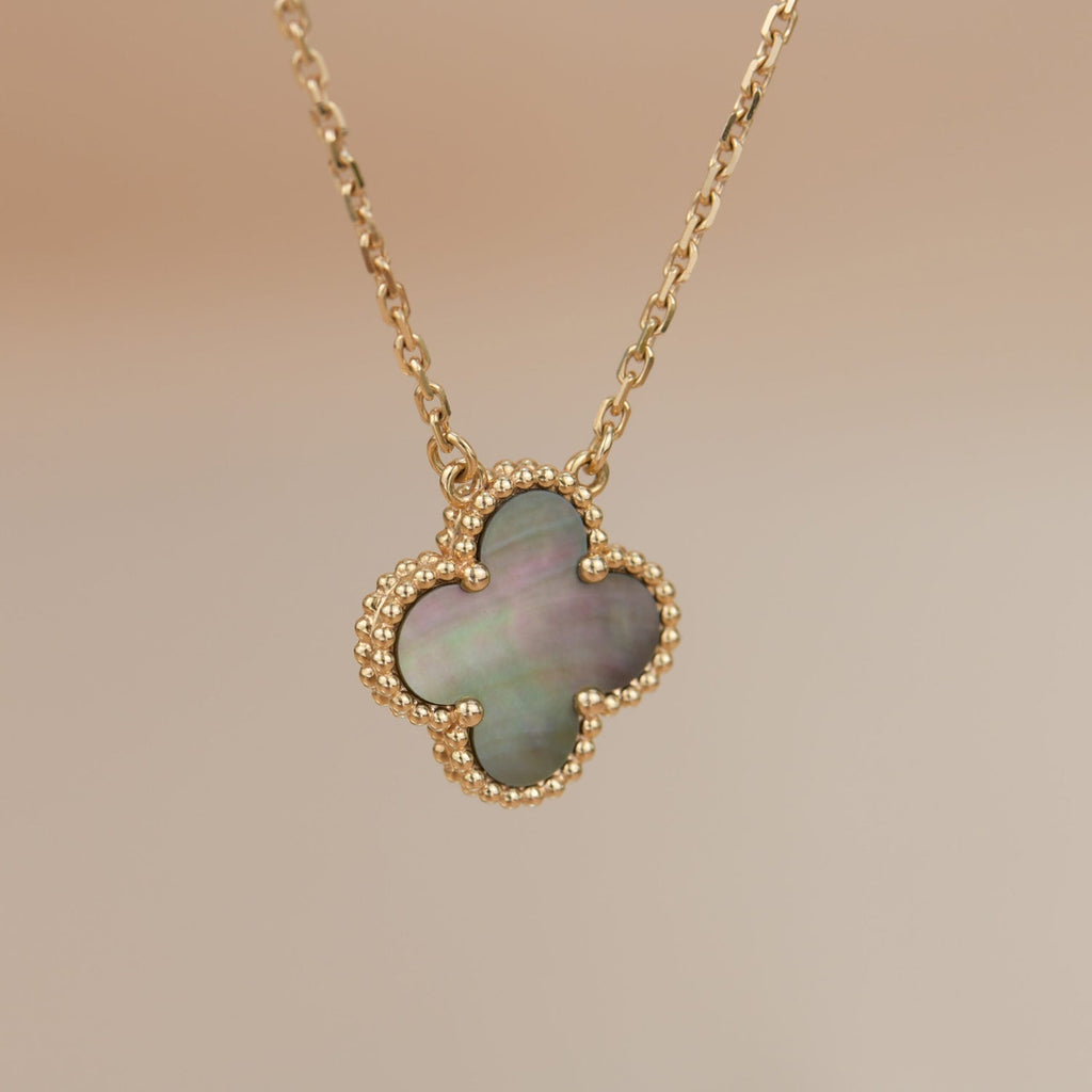 [Lumi Jewels]CLOVER 15MM  GRAY MOTHER OF PEARL NECKLACE