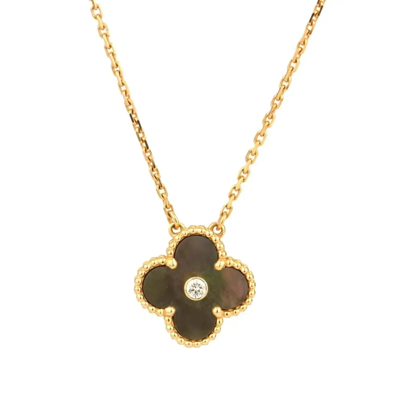 [Lumi Jewels]CLOVER 15MM DIAMOND AND MOTHER-OF-GREY NECKLACE