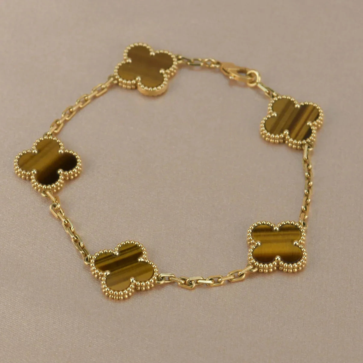 [Lumi Jewels] CLOVER 5 MOTIFS TIGER EYE BRACELET COLLECTION