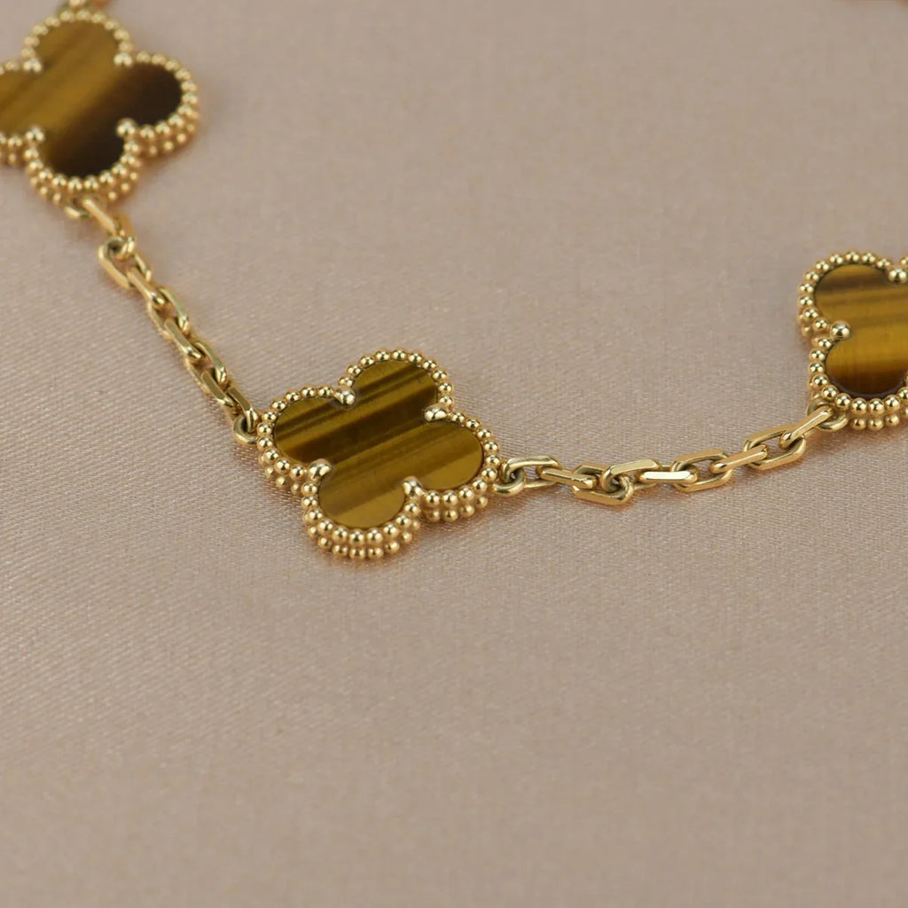 [Lumi Jewels] CLOVER 5 MOTIFS TIGER EYE BRACELET COLLECTION
