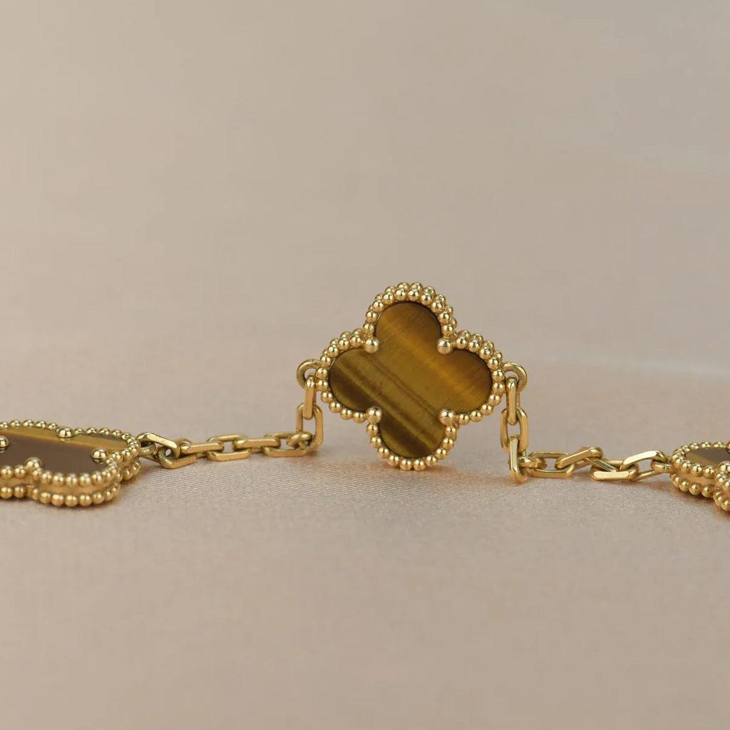 [Lumi Jewels] CLOVER 5 MOTIFS TIGER EYE BRACELET COLLECTION