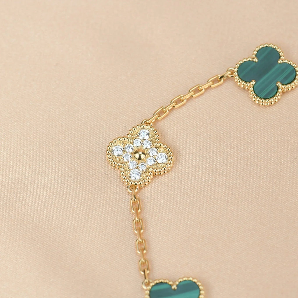 [Lumi Jewels] CLOVER 5 MOTIF MALACHITE BRACELET COLLECTION