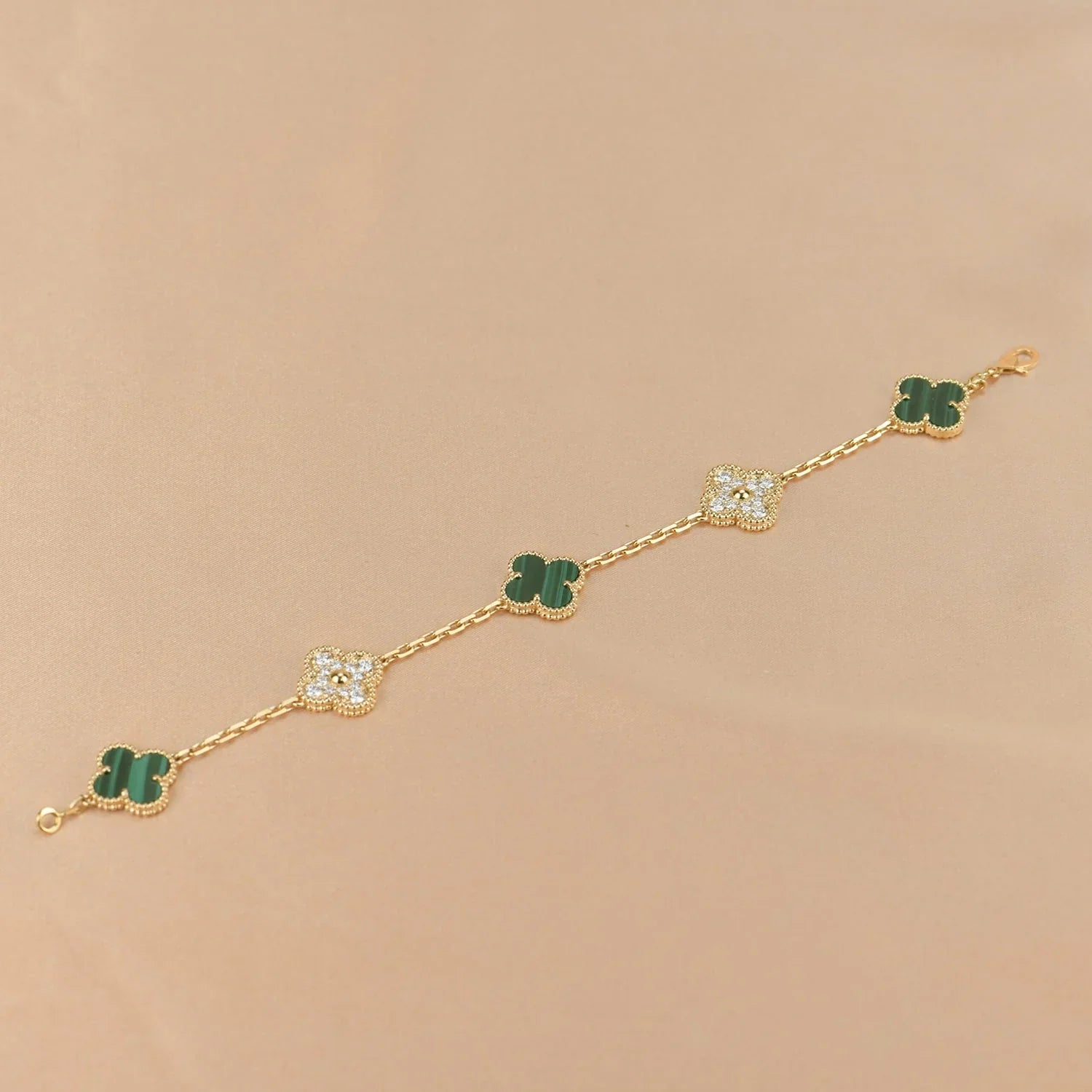 [Lumi Jewels] CLOVER 5 MOTIF MALACHITE BRACELET COLLECTION