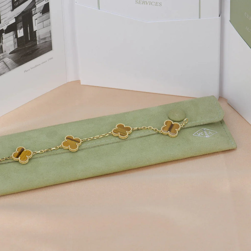 [Lumi Jewels] CLOVER 5 MOTIFS TIGER EYE BRACELET COLLECTION