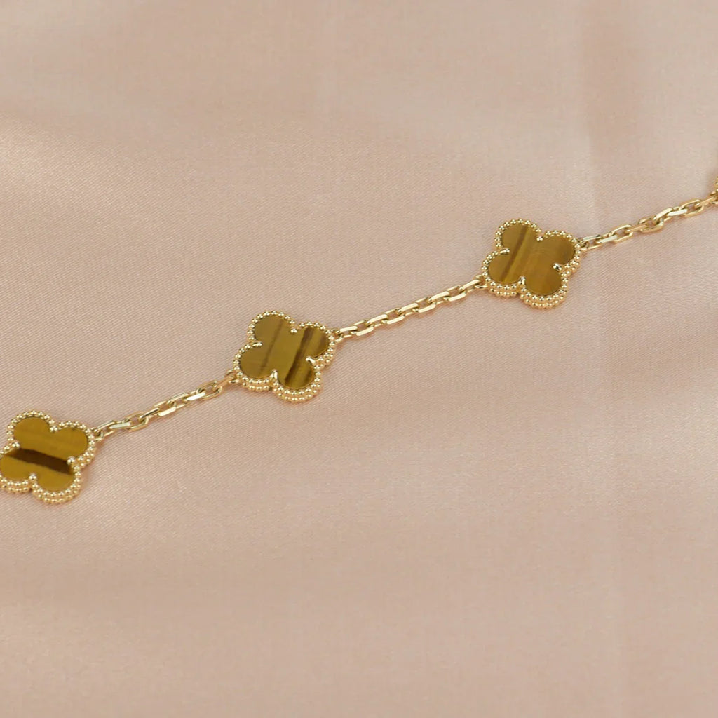 [Lumi Jewels] CLOVER 5 MOTIFS TIGER EYE BRACELET COLLECTION