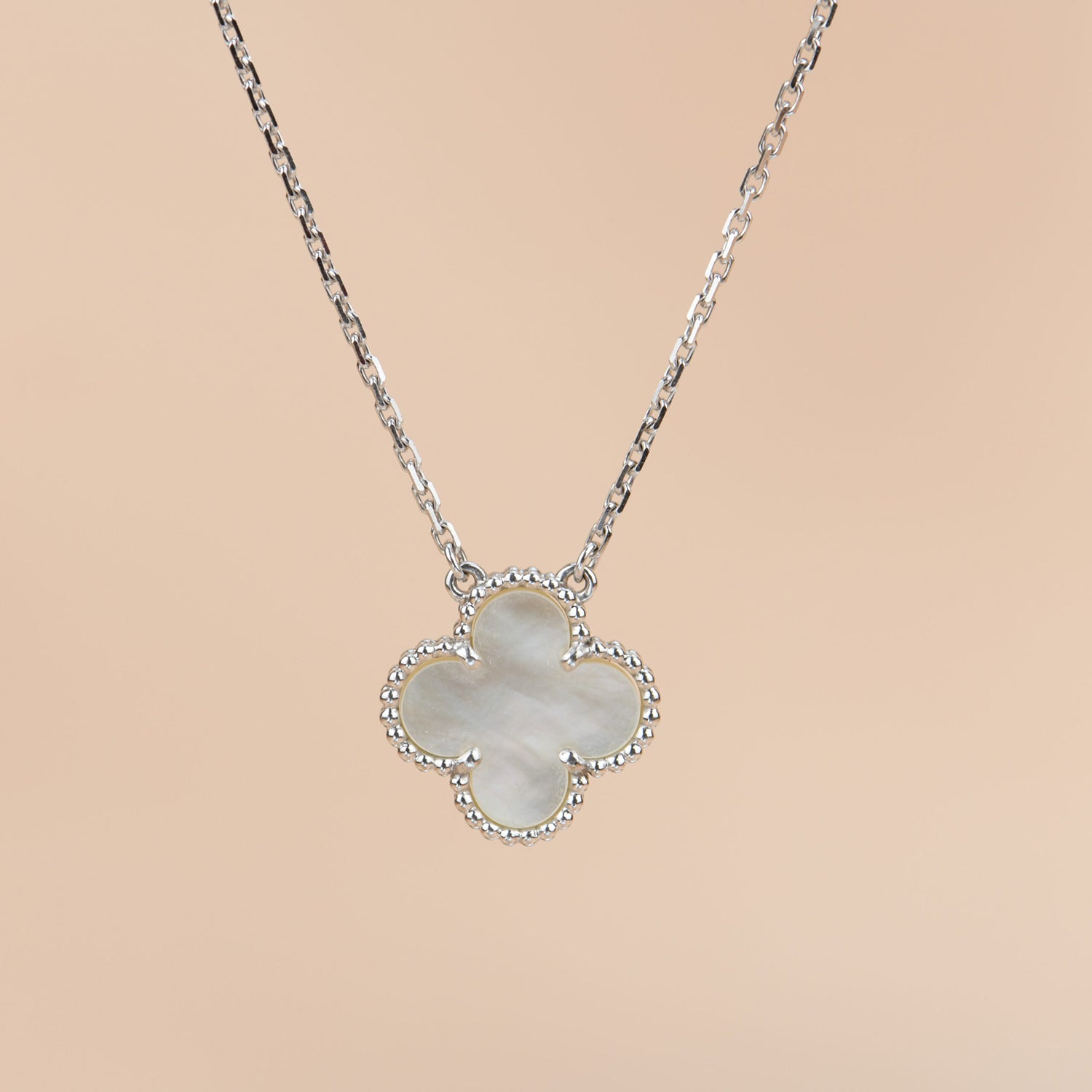 [Lumi Jewels]CLOVER  15MM WHITE MOTHER-OF-PEARL SILVER