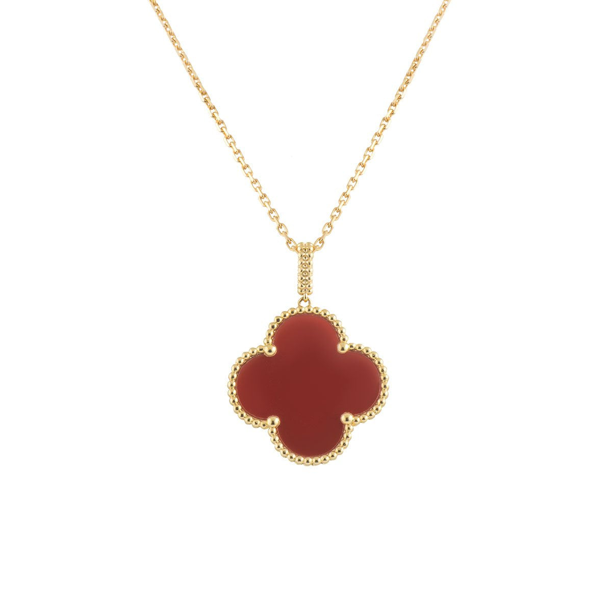 [Lumi Jewels]CLOVER 25MM NECKLACE GOLD CARNELIAN