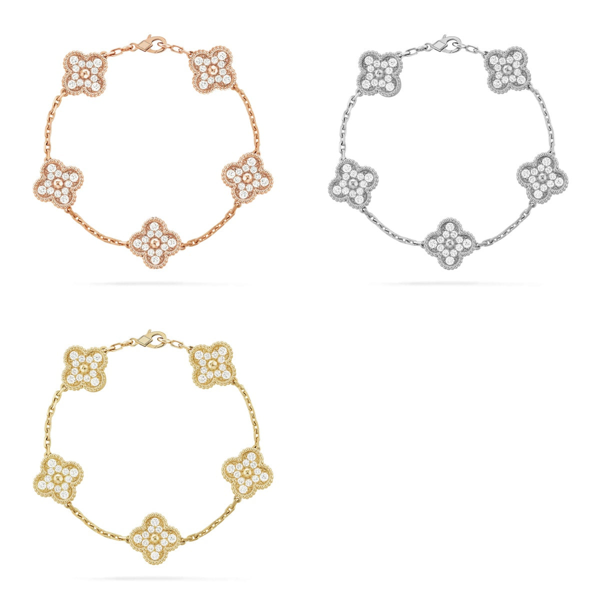 [Lumi Jewels] CLOVER 5 MOTIF FULL DIAMOND BRACELET COLLECTION