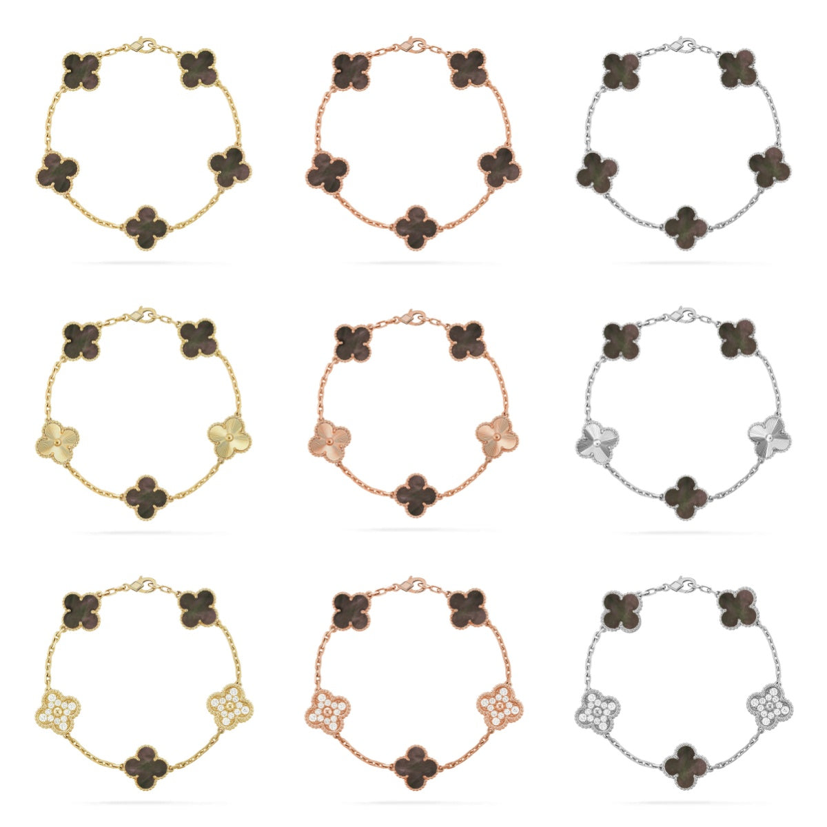 [Lumi Jewels] CLOVER 5 MOTIF GRAY MOP BRACELET COLLECTION