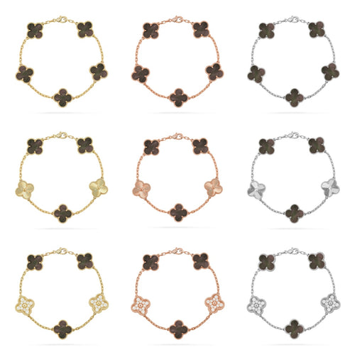 [Lumi Jewels] CLOVER 5 MOTIF GRAY MOP BRACELET COLLECTION