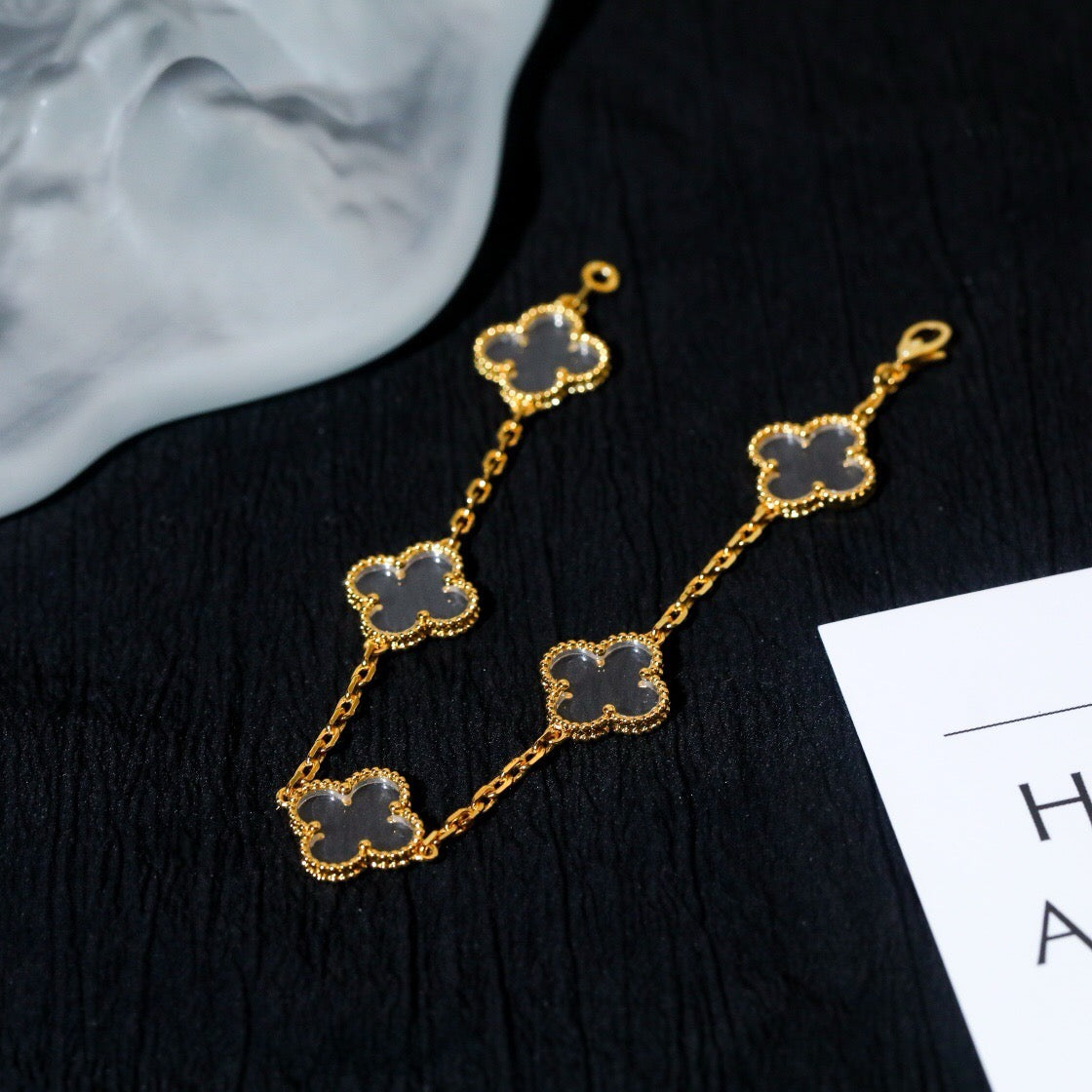 [Lumi Jewels]CLOVER 5 MOTIF ROCK CRYSTAL BRACELET