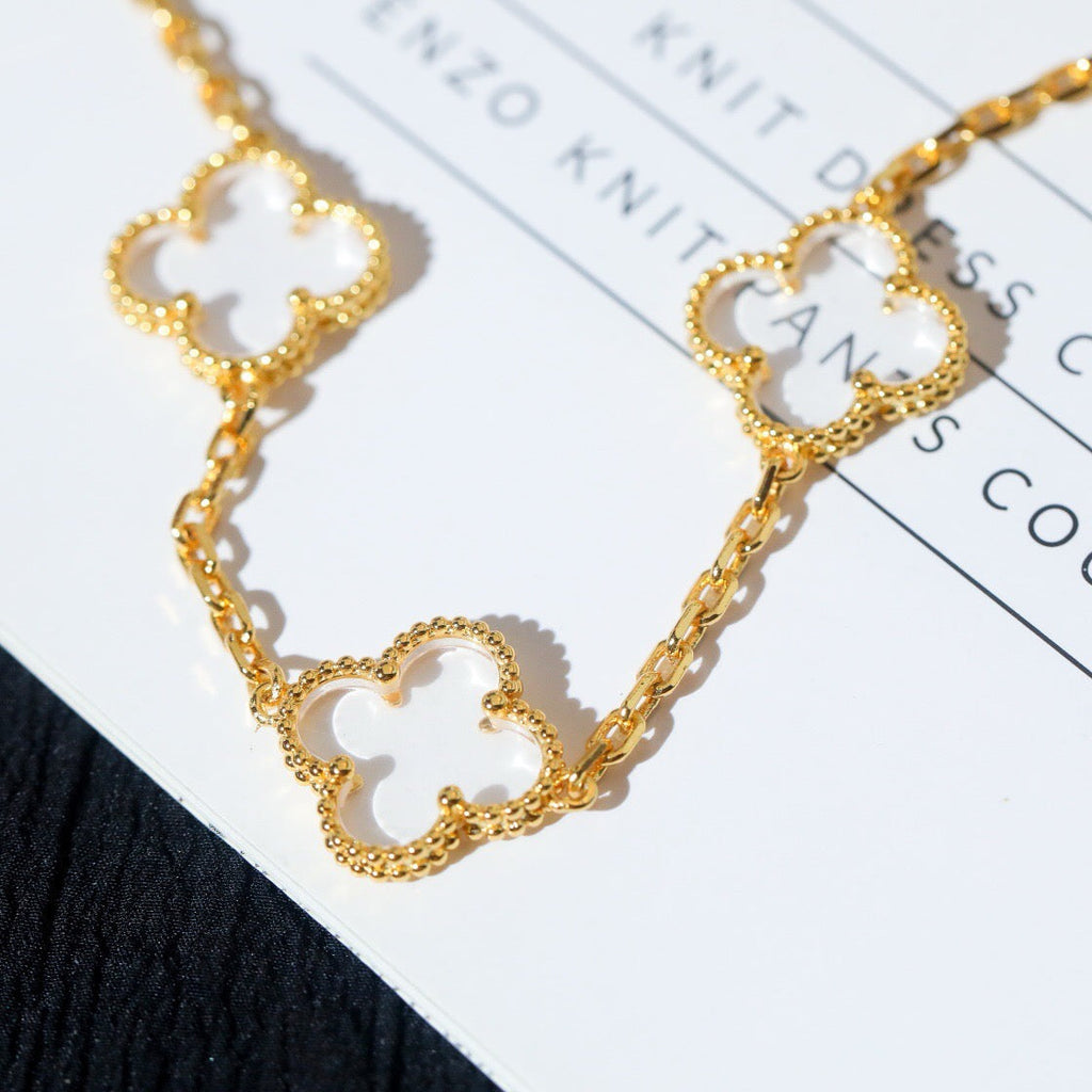 [Lumi Jewels]CLOVER 5 MOTIF ROCK CRYSTAL BRACELET