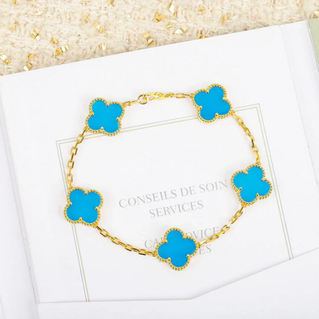 [Lumi Jewels] CLOVER 5 MOTIF TURQUOISE BRACELET COLLECTION