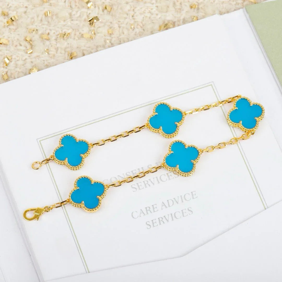 [Lumi Jewels] CLOVER 5 MOTIF TURQUOISE BRACELET COLLECTION