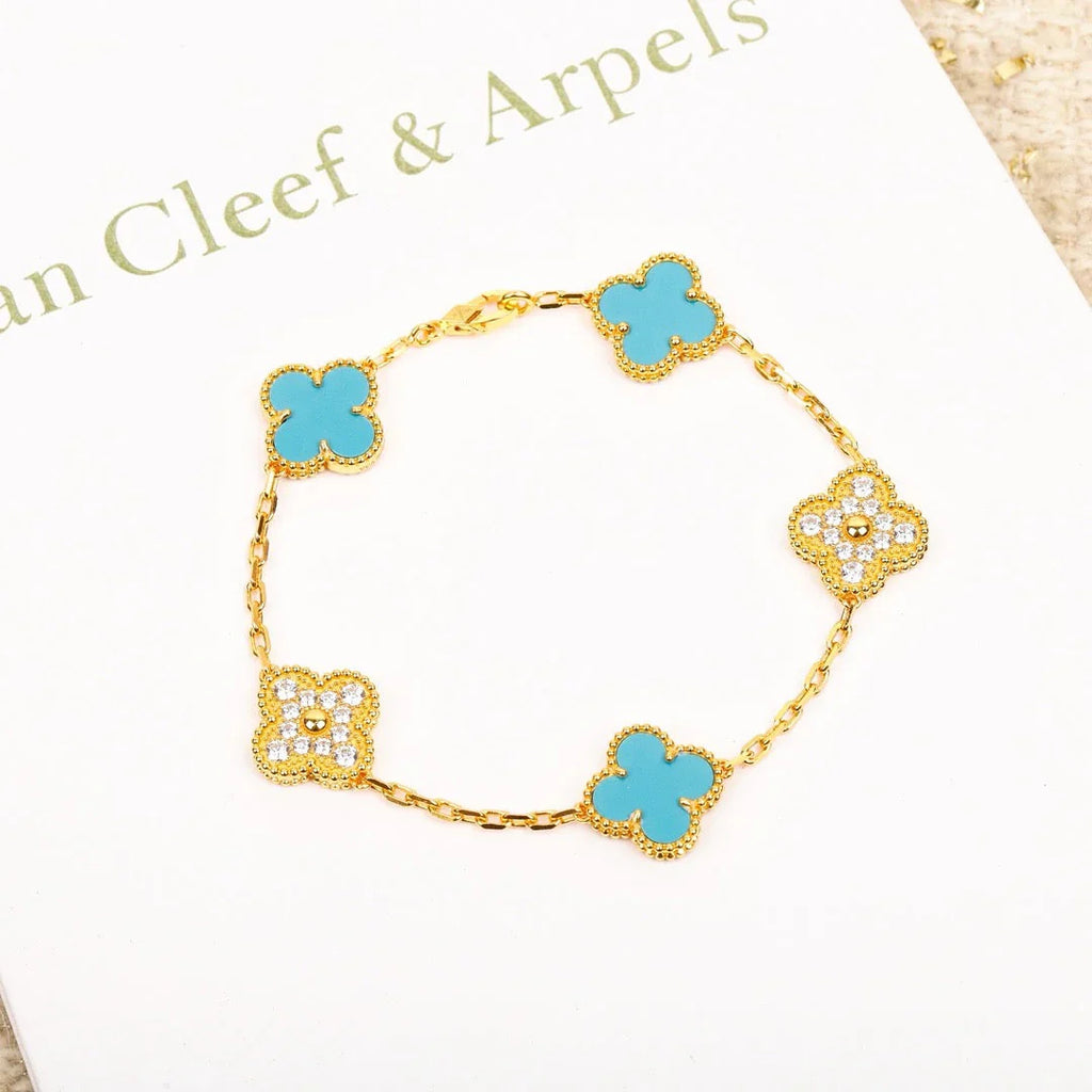 [Lumi Jewels] CLOVER 5 MOTIF TURQUOISE BRACELET COLLECTION