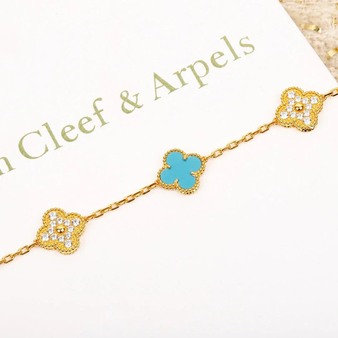 [Lumi Jewels] CLOVER 5 MOTIF TURQUOISE BRACELET COLLECTION