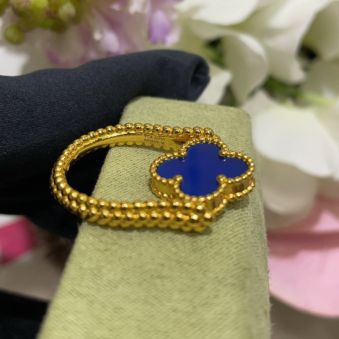 [Lumi Jewels]CLOVER RIVERSIBLE BLUE AGATE RING